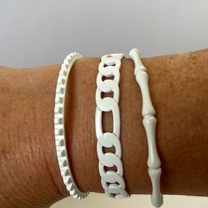 White Enamel Link Cuffs Set/3 - NWT